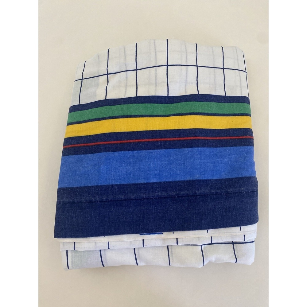 Vtg Cotton Fresh King Flat Sheet Geometric 80s y2k 90s Stranger Things Colorbloc